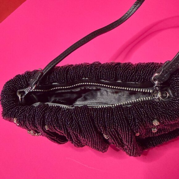 Staud Black Beaded Shoulder Bag – Unique Celestial Rhinestone Moon Design - Picture 10 of 12